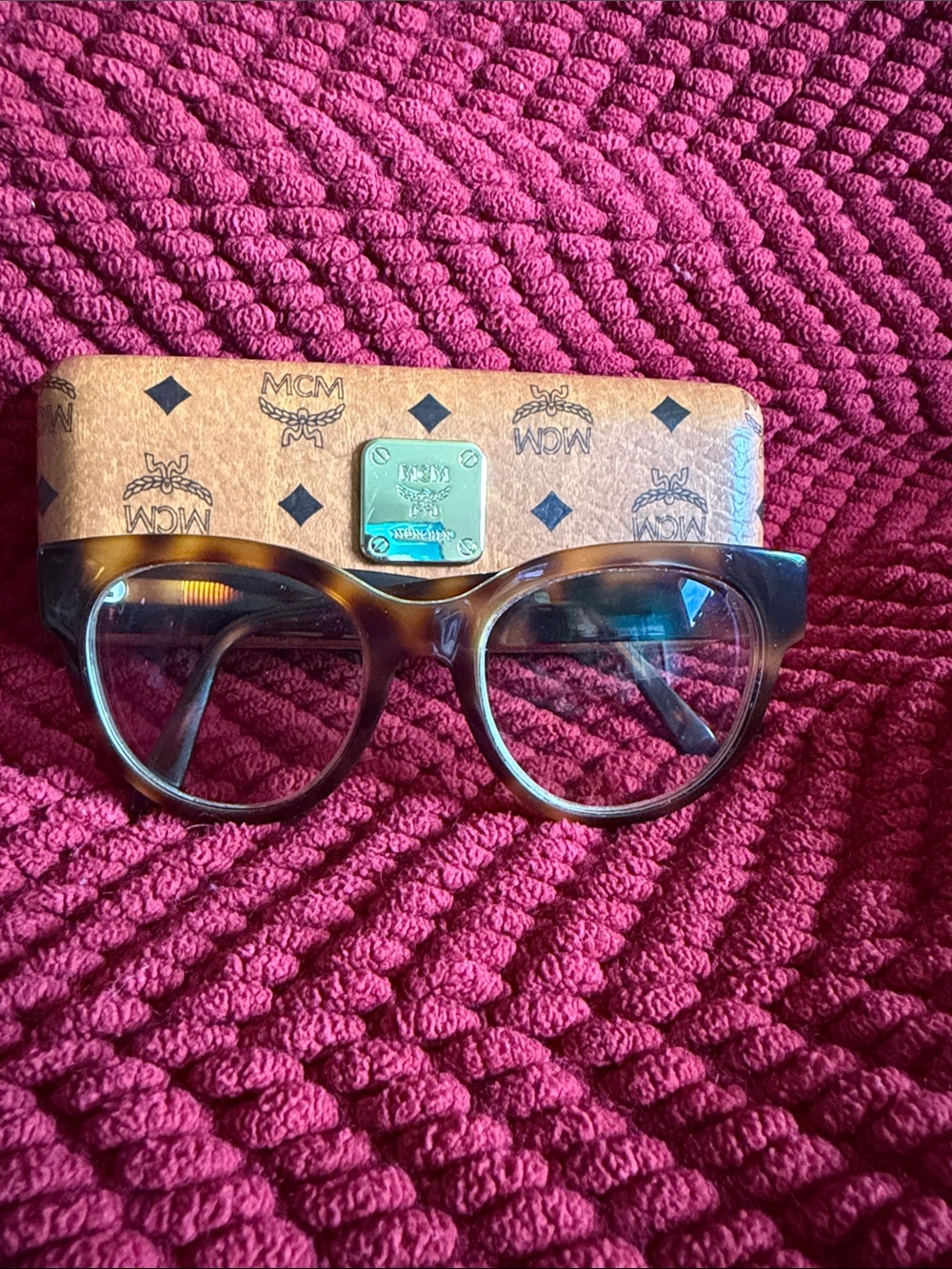MCM Tortoiseshell Round Glasses with Case